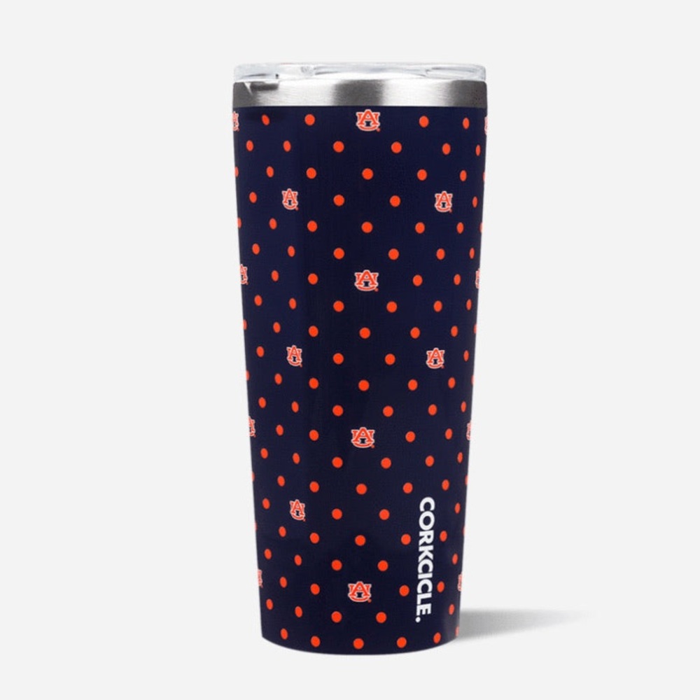 NEW Auburn University Corkcicle Polka Dot Tumbler 24oz